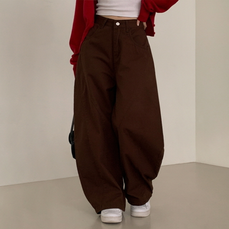 유어즈 레터링 팬츠 브라운