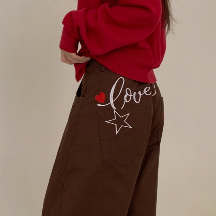 유어즈 레터링 팬츠 브라운