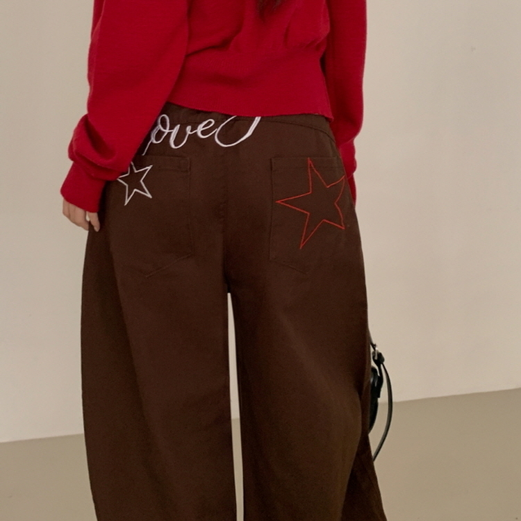 유어즈 레터링 팬츠 브라운