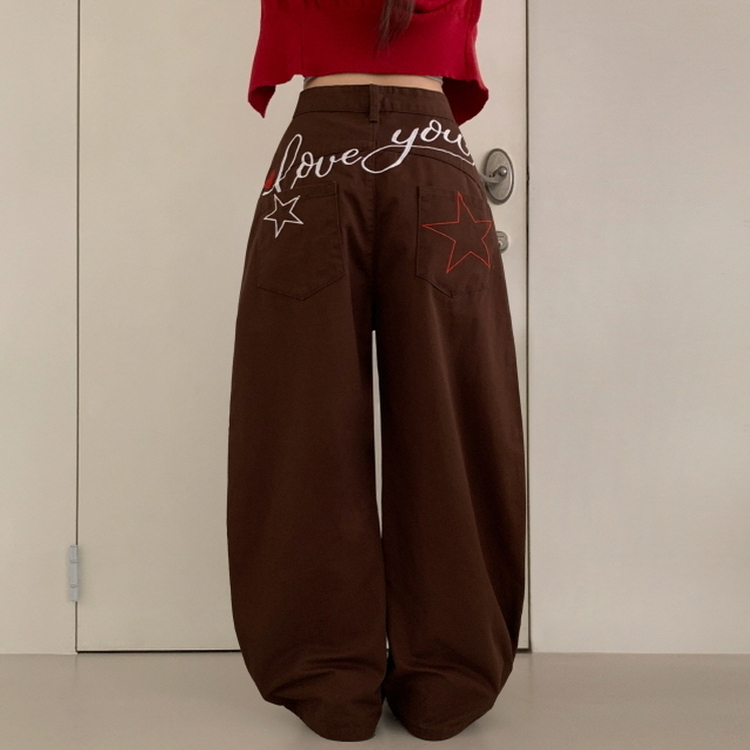 유어즈 레터링 팬츠 브라운