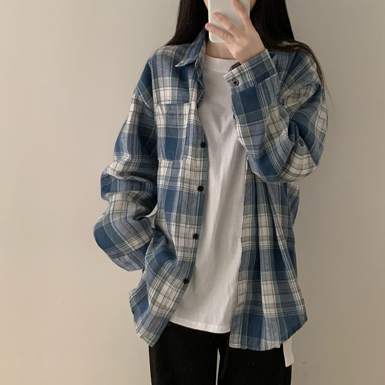 性ルーズフィットチェックシャツ｜シャツ｜韓国ファッション通販