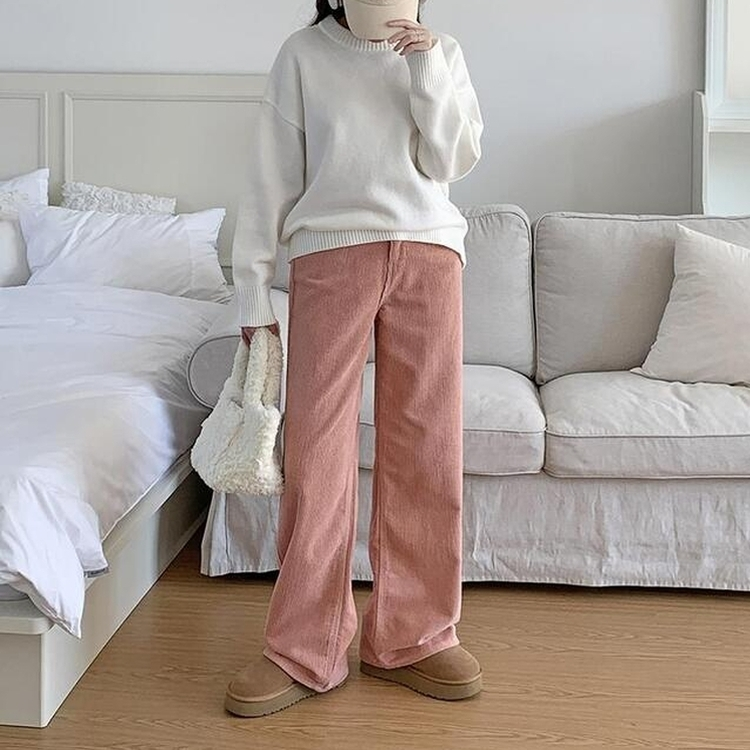 풀럼 3기장 골덴 와이드 팬츠