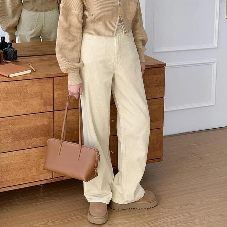 풀럼 3기장 골덴 와이드 팬츠