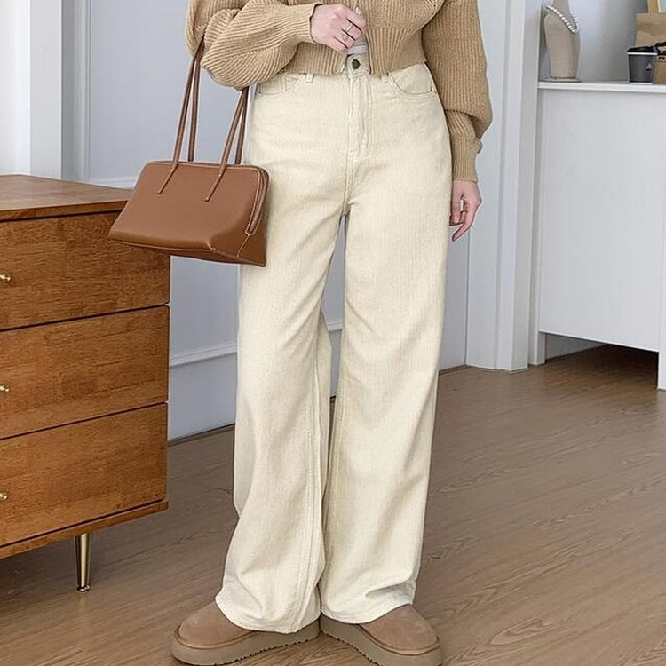 풀럼 3기장 골덴 와이드 팬츠