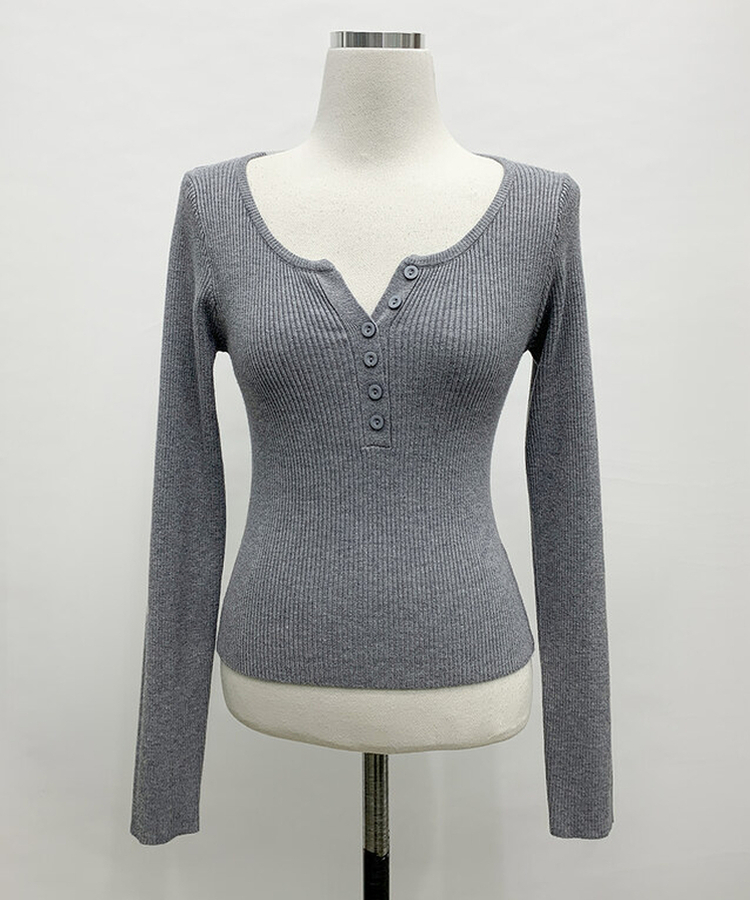 베니 골지 버튼 슬림 니트