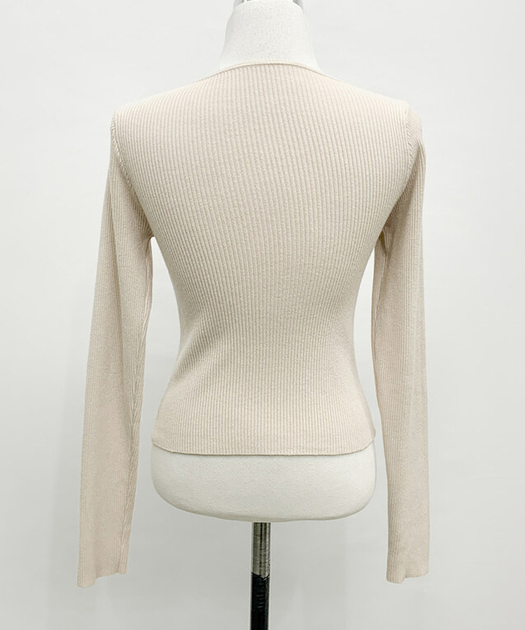 베니 골지 버튼 슬림 니트