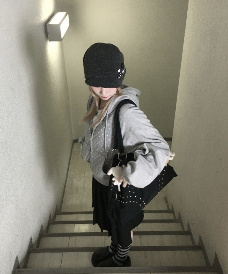 リボンポケットプリーツスカート BLACK