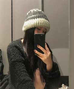 バイカラーウインタービーニー GREY