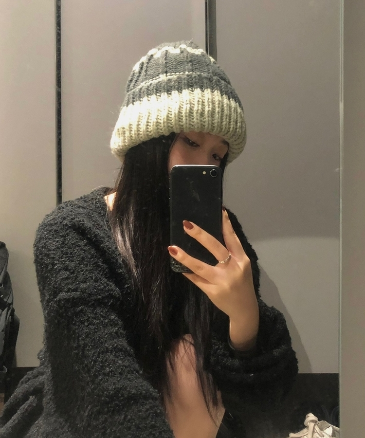 バイカラーウインタービーニー GREY