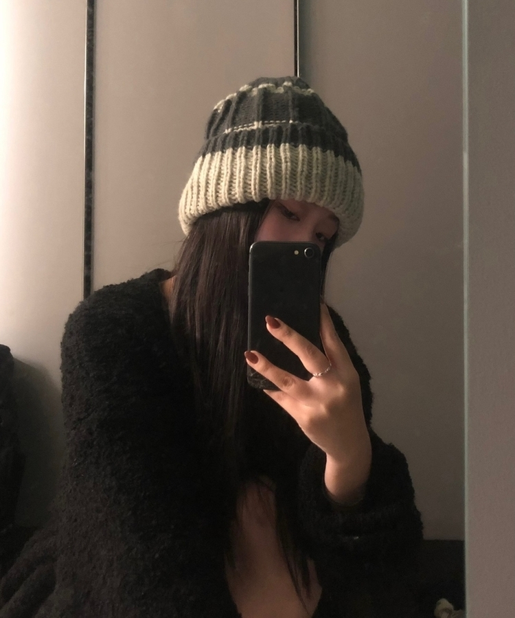 バイカラーウインタービーニー GREY