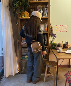 スエードボアバックパック DEEP BEIGE