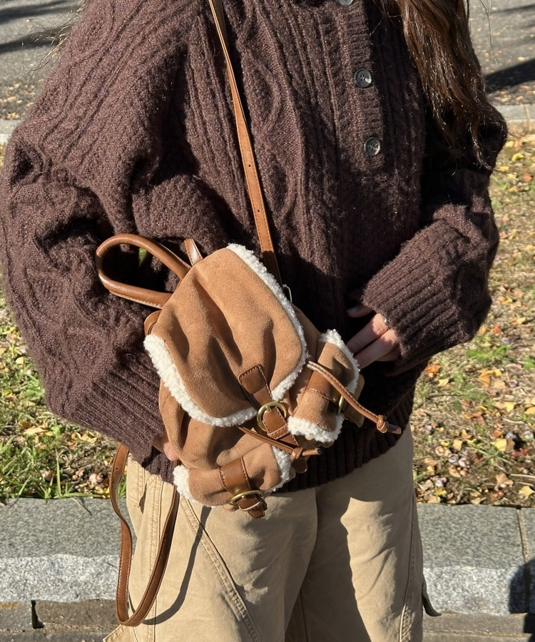 スエードボアバックパック DEEP BEIGE