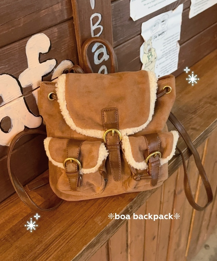 スエードボアバックパック DEEP BEIGE