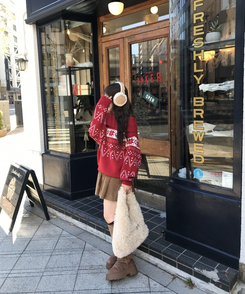 윈터 털 미니 백 아이보리