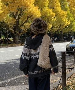 윈터 털 미니 백 아이보리