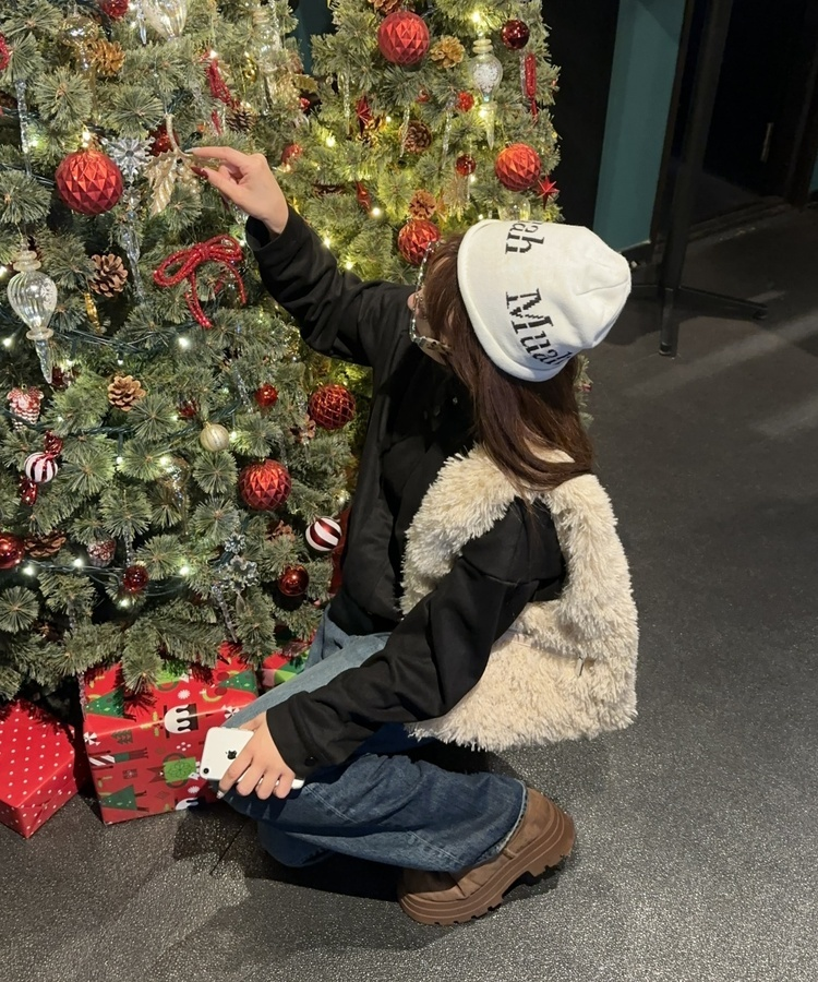 윈터 털 미니 백 아이보리