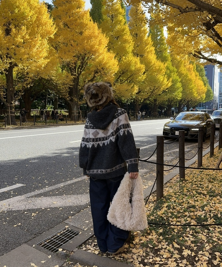 윈터 털 미니 백 아이보리