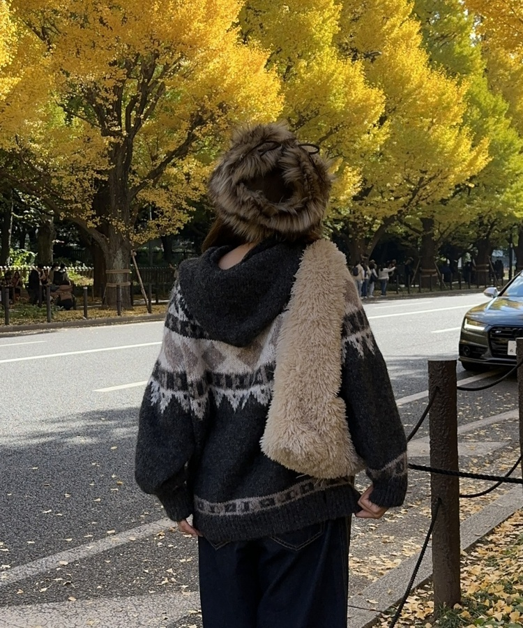 윈터 털 미니 백 아이보리