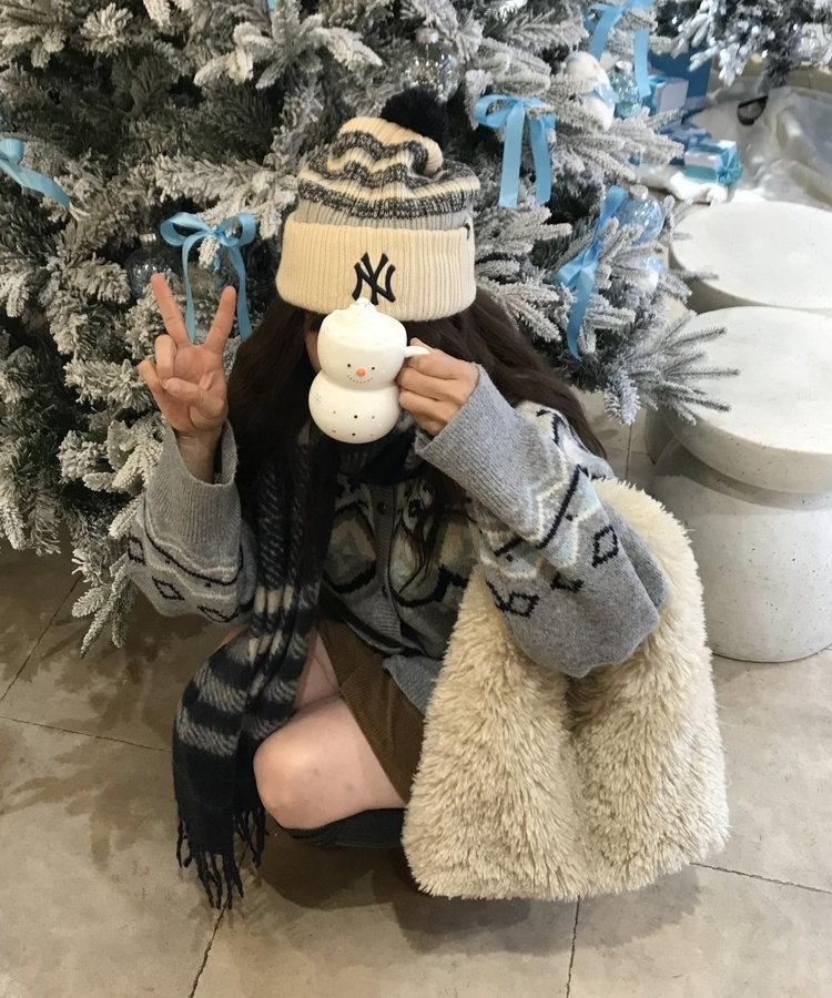 윈터 털 미니 백 아이보리