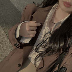 초겨울까지 리얼오버핏 소매롤업 싱글 스탠다드 박시 블레이저 하프 자켓 브라운