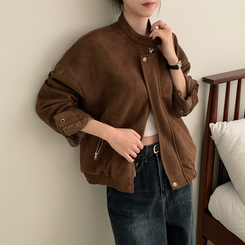 スエードブルゾンクロップジャケット BROWN