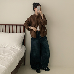 スエードブルゾンクロップジャケット BROWN