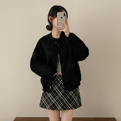 スエードブルゾンクロップジャケット BLACK