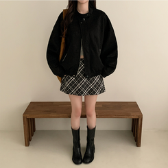 スエードブルゾンクロップジャケット BLACK