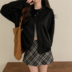 スエードブルゾンクロップジャケット BLACK