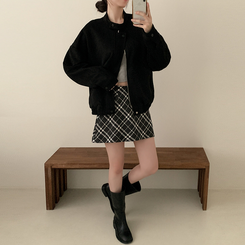 スエードブルゾンクロップジャケット BLACK