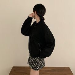 スエードブルゾンクロップジャケット BLACK