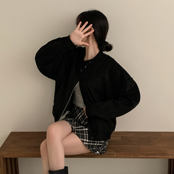 スエードブルゾンクロップジャケット BLACK