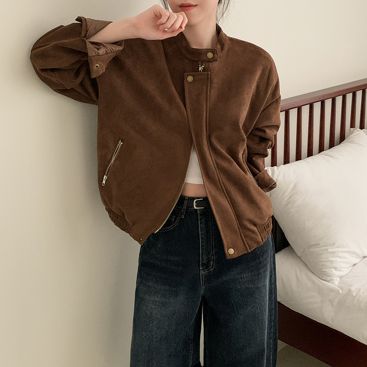 スエードブルゾンクロップジャケット BROWN