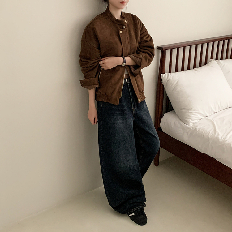 スエードブルゾンクロップジャケット BROWN