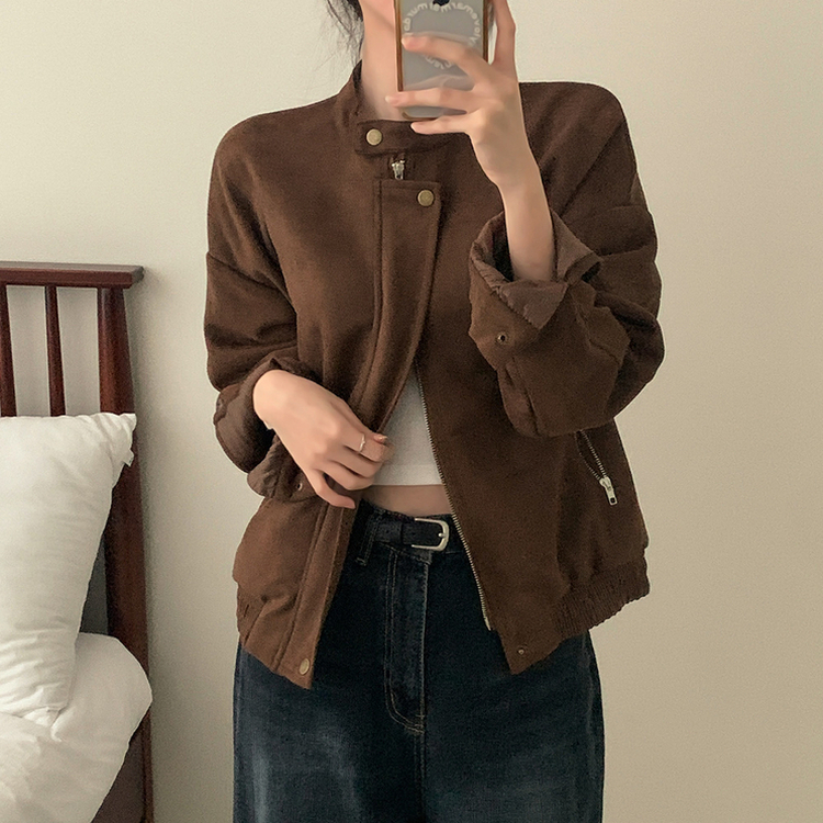 スエードブルゾンクロップジャケット BROWN