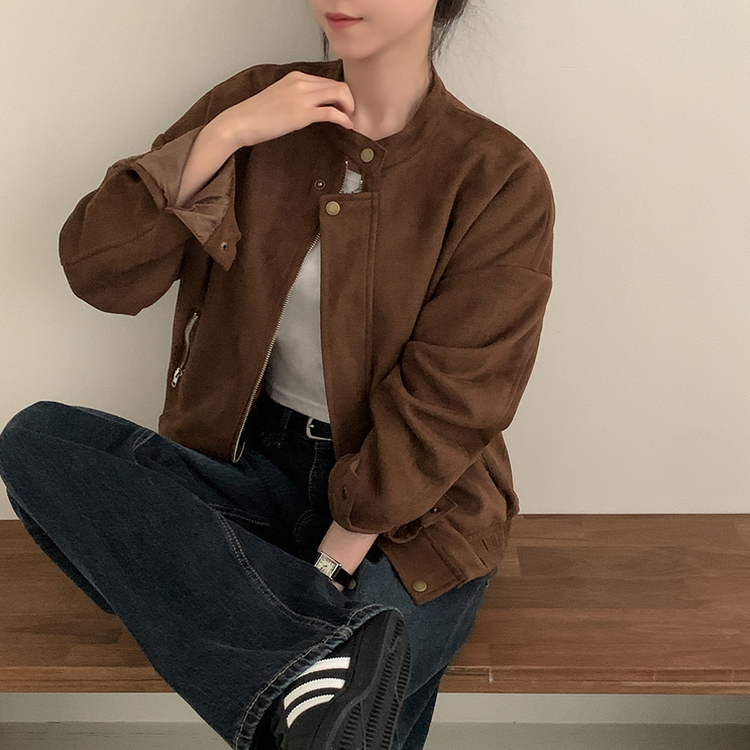 スエードブルゾンクロップジャケット BROWN