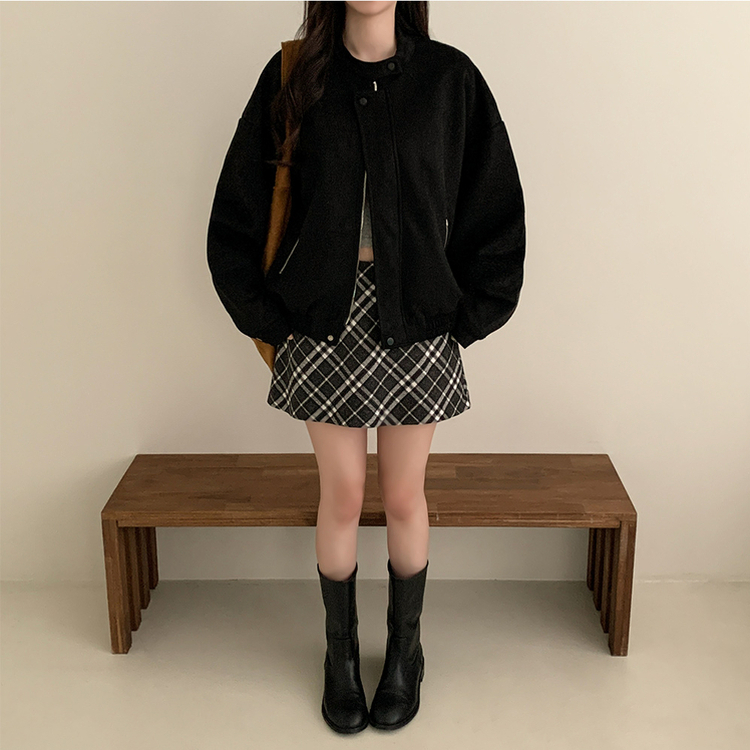 スエードブルゾンクロップジャケット BLACK