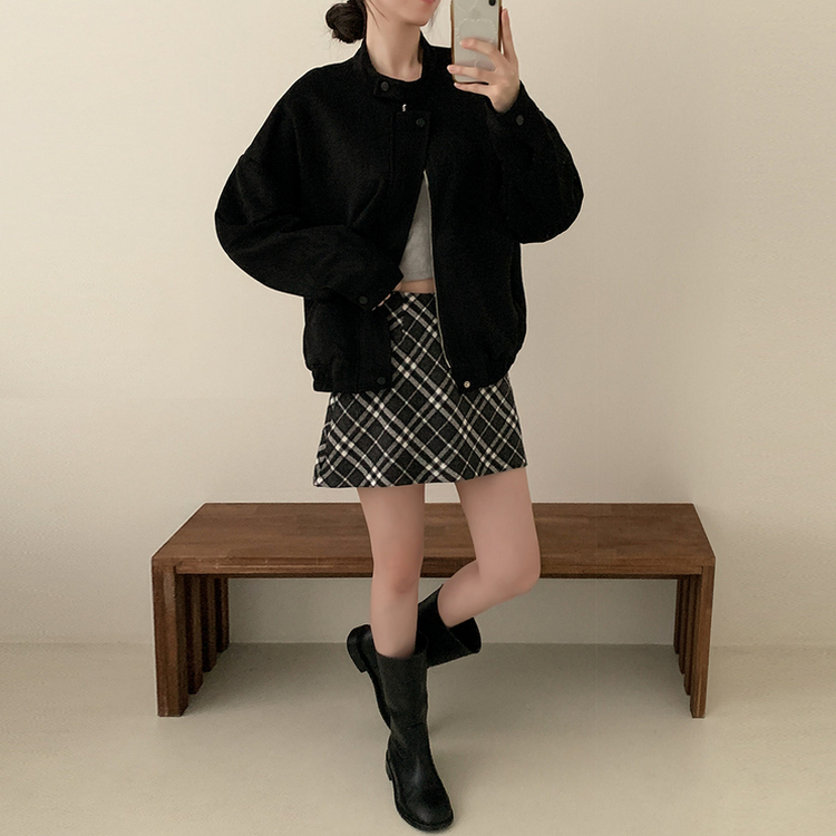 スエードブルゾンクロップジャケット BLACK