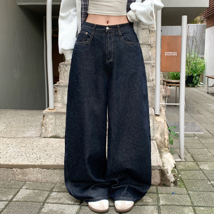 쏘드 백포켓 빅포켓 숏 롱 와이드 벌룬 생지 데님 팬츠 다크블루