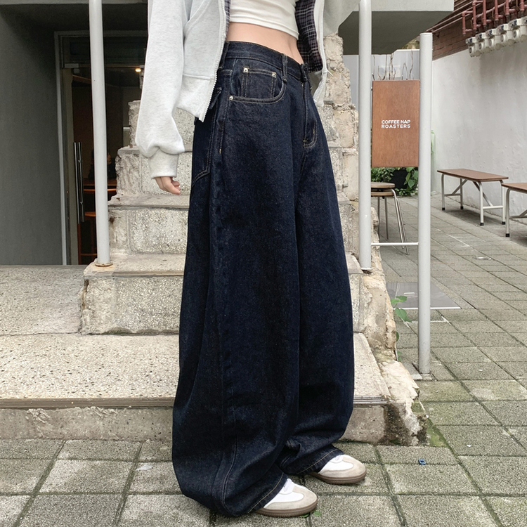 쏘드 백포켓 빅포켓 숏 롱 와이드 벌룬 생지 데님 팬츠 다크블루