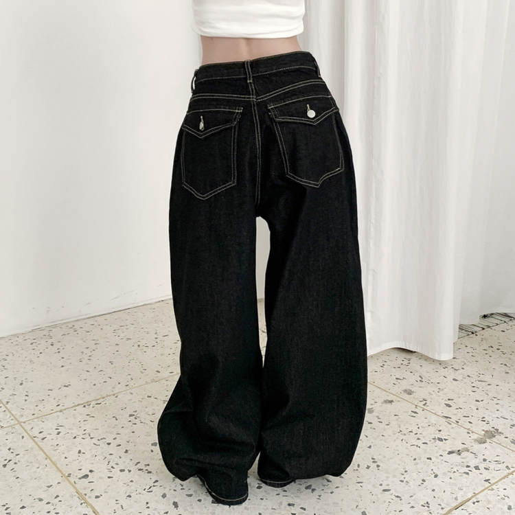 쏘드 백포켓 빅포켓 숏 롱 와이드 벌룬 생지 데님 팬츠 흑청