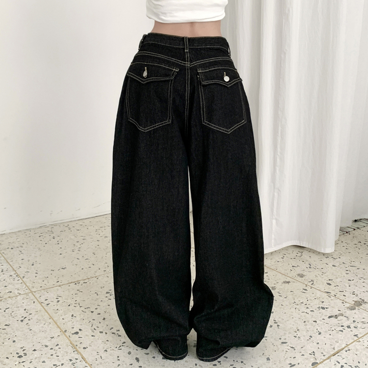 쏘드 백포켓 빅포켓 숏 롱 와이드 벌룬 생지 데님 팬츠 흑청