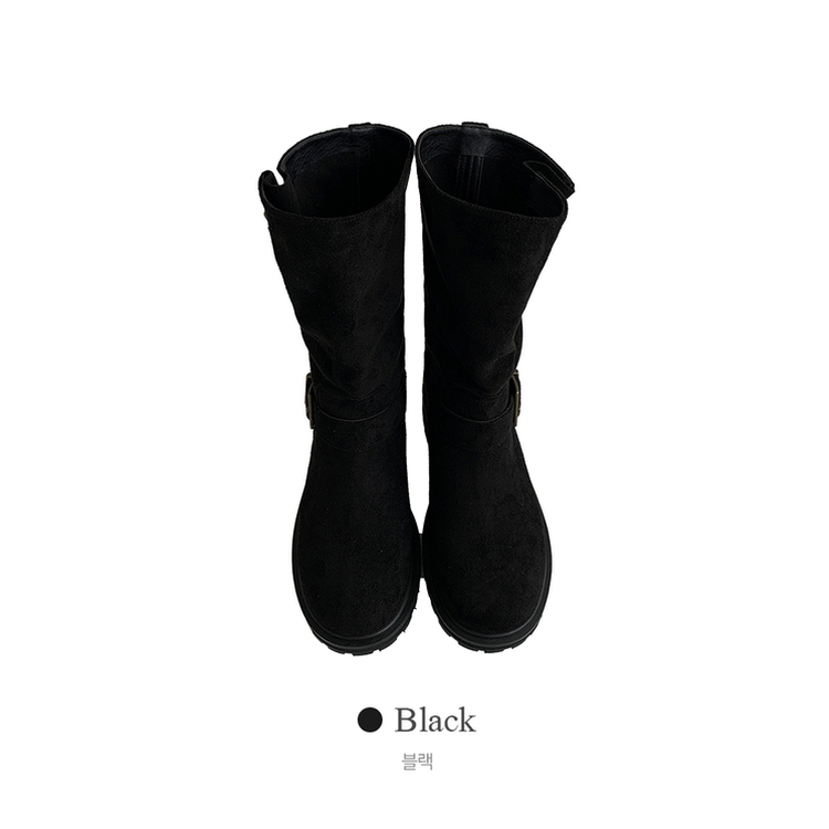 니더 스웨이드 벨트 버클 미들 부츠 워커 신발