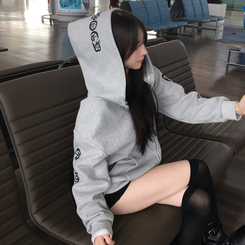 레프 와플 자수 레터링 십자가 오버핏 루즈 스트릿 후드 집업 메란지