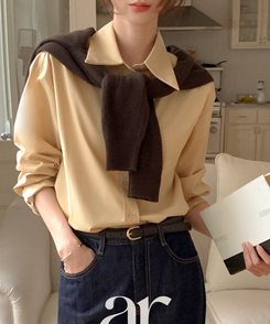 （MADE／定番シャツ／快適な着心地）デイリー ダブルステッチ スタンダードシャツ BEIGE