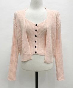 【SET】ボタンキャミソール ニットカーディガン