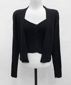 【SET】ボタンキャミソール ニットカーディガン