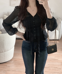 シフォンブラウス BLACK