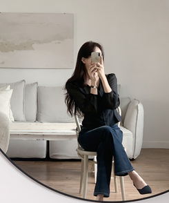 シフォンブラウス BLACK