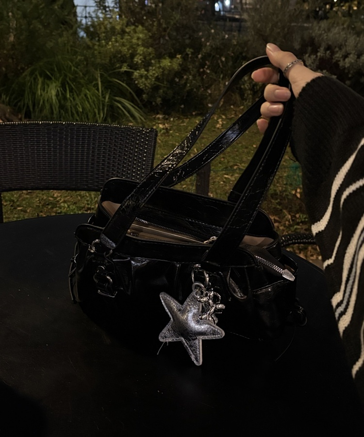 레더 리본 미니 숄더백